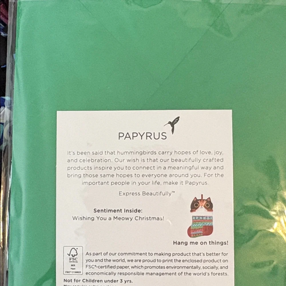 🆕Papyrus Cat Ornament Christmas Greeting Card